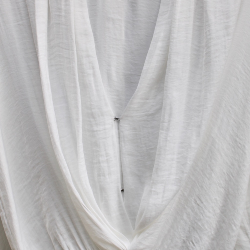 Free People Ladylike White Long Sleeve Blouse Open Front Deep V Bodysuit Small - Picture 4 of 11